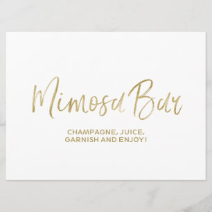 Invitación Rótulo Boda "Mimosa Bar"   El Golden de estilo