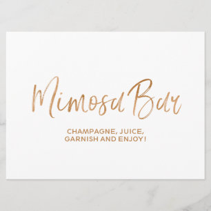 Invitación Rótulo Boda "Mimosa Bar"   Rosa de oro elegante