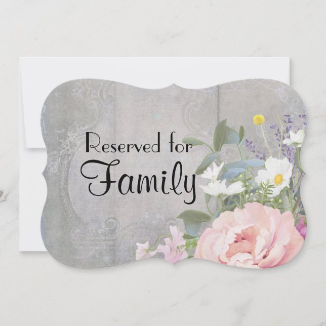 Invitación Rótulo boda Reserva Familia Rústico Floral Elegant (Anverso)