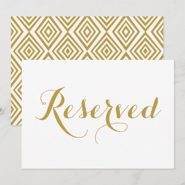 Invitación Rótulo Boda reservado de caligrafía moderna de oro (Anverso / Reverso)