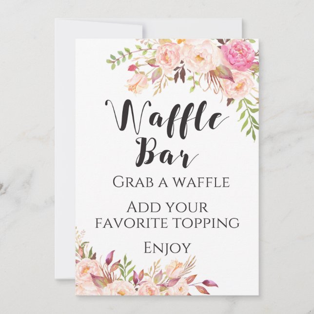 Invitación Rótulo Boho floral Waffle bar 5 x 7" Tamaño (Anverso)
