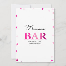 Invitación Rótulo Bridal Shower Mimosa Bar | Confetti rosado