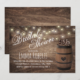 Invitación Rótulo de amor ruso Wine Barrel Country Bridal Sho