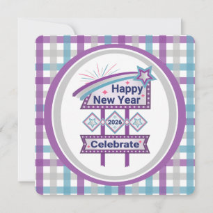 Invitación Rótulo de Año Nuevo Retro Feliz - Celebrar Marquee