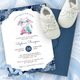 Invitación Rótulo de Astrología Celeste Aquarius Baby Shower