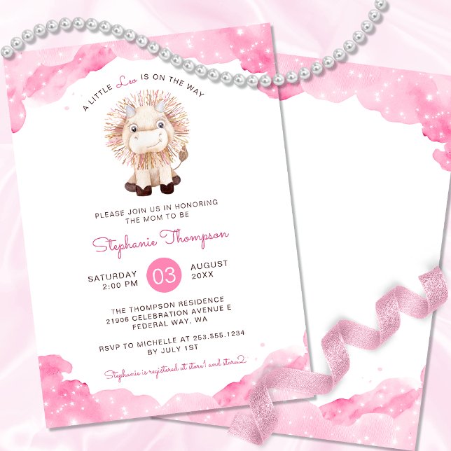 Invitación Rótulo de Astrología León Celestial Baby Shower (Celestial Leo Astrology Sign Baby Shower Invitation)