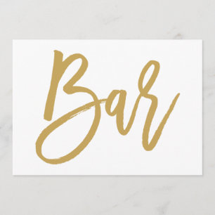 Invitación Rótulo de bar Boda dorado con mano y moda