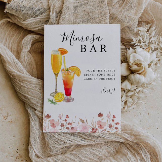 Invitación Rótulo de bar Mimosa, Rótulo de bar Rosa Boda, (Mimosa Bar Sign, Rose Wedding Bar Sign, Invitation)