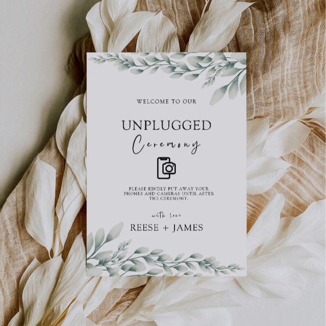 Invitación Rótulo de Boda de Ceremonia de Emerald Green desen (Emerald Green Unplugged Ceremony Wedding Sign, Invitation)