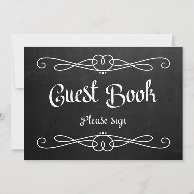 Invitación Rótulo de Boda de "Guest Book" con estilo de table (Anverso)