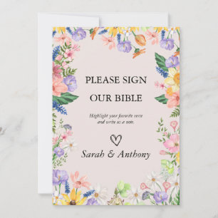 Invitación Rótulo de Boda de libros de la Biblia de la Primav