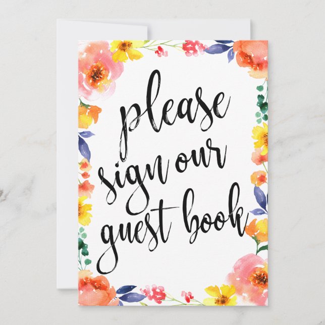 Invitación Rótulo de Boho Floral asequible para bodas (Anverso)