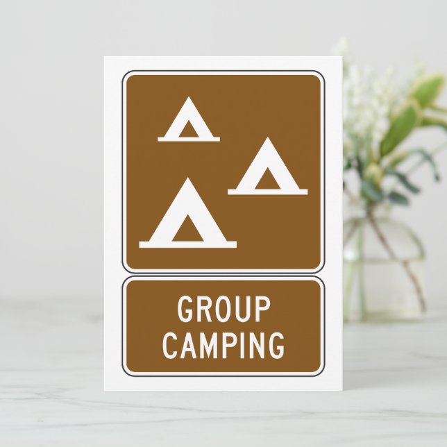 Invitación Rótulo de camping de grupo (Anverso de pie)