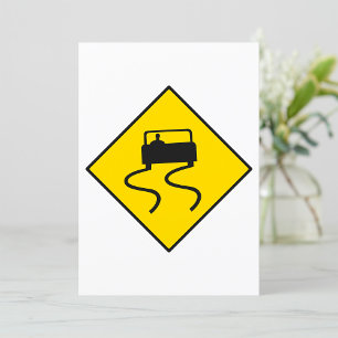 Invitación Rótulo de carretera resbaladizo