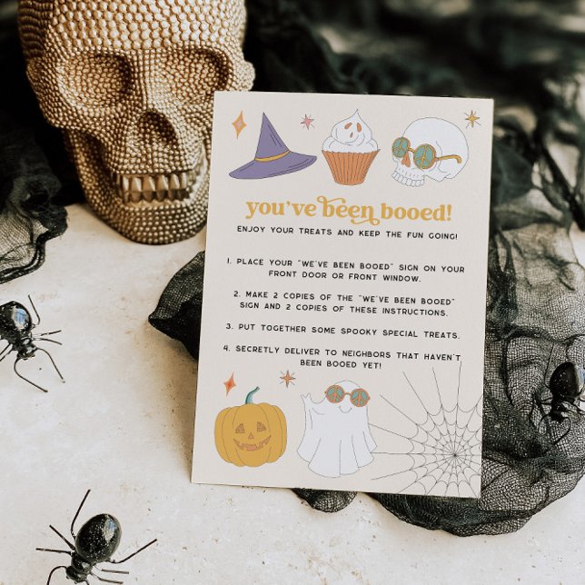 Invitación Rótulo de cartas de juego de Boo de Halloween retr (Subido por el creador)