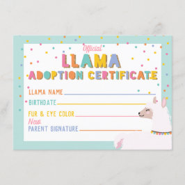 Invitación Rótulo de certificado de adopción de llamada