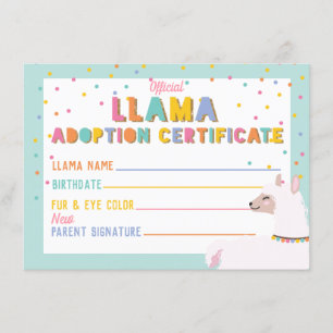 Invitación Rótulo de certificado de adopción de llamada