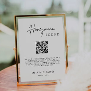 Invitación Rótulo de código QR del Fondo de luna de miel, lun
