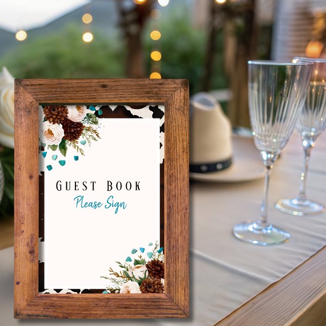 Invitación Rótulo de ducha Bridal Boho Guest Book (Wrstern Boho Guest Book Bridal shower Sign)
