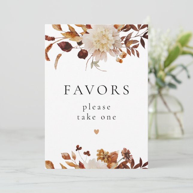 Invitación Rótulo de Favor Floral Bohemian Terracotta Fall (Anverso de pie)