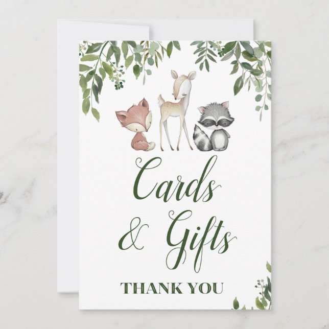 Invitación Rótulo de Fiesta de Woodland - Cartas y regalos (Anverso)