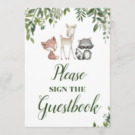 Invitación Rótulo de Fiesta de Woodland - Signo de libro de v