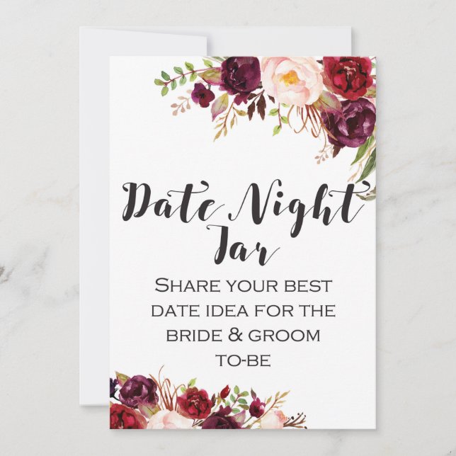 Invitación Rótulo de flores de Boho de Borgoña 5x7" (Anverso)