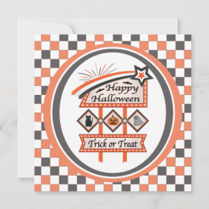 Invitación Rótulo de Halloween retro vintage - Trick o trenza
