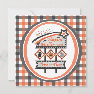 Invitación Rótulo de Halloween retro vintage - Trick o trenza