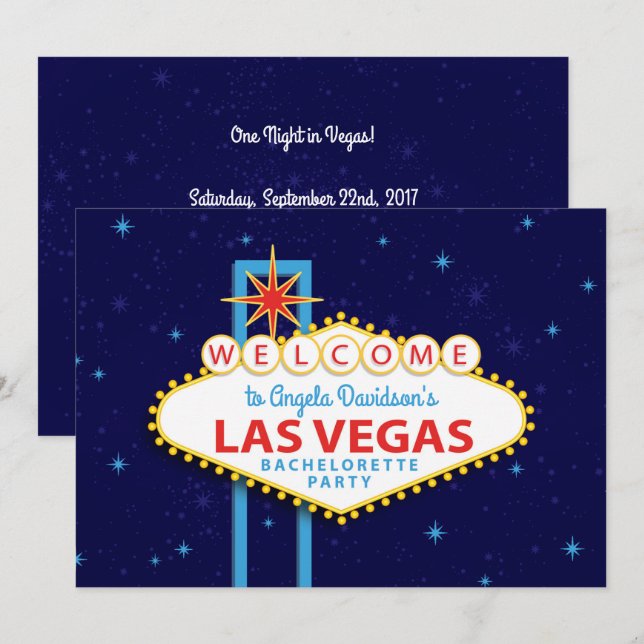 Invitación Rótulo de la Bachelorette en Las Vegas (Anverso / Reverso)