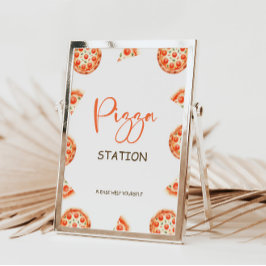 Invitación Rótulo de la estación Pizza, Rótulo Fiesta Pizza P