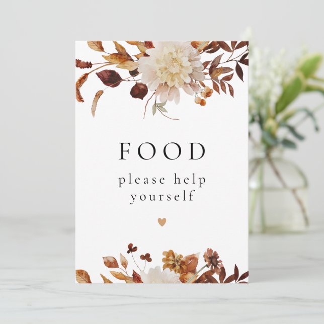 Invitación Rótulo de la Mesa de Comida Floral Bohemia Terraco (Anverso de pie)
