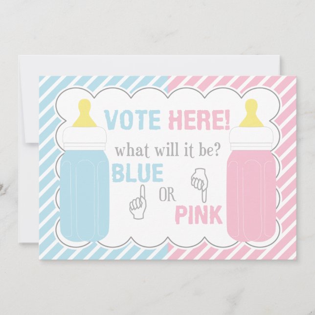Invitación Rótulo de la mesa de votación reveladora de sexo d (Anverso)