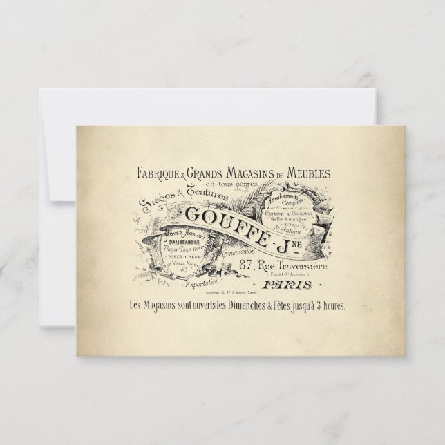 Invitación Rótulo de la tienda francesa (Anverso)