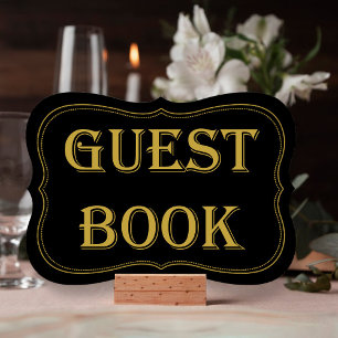 Invitación Rótulo de libros de invitados Gatsby Boda Black & 