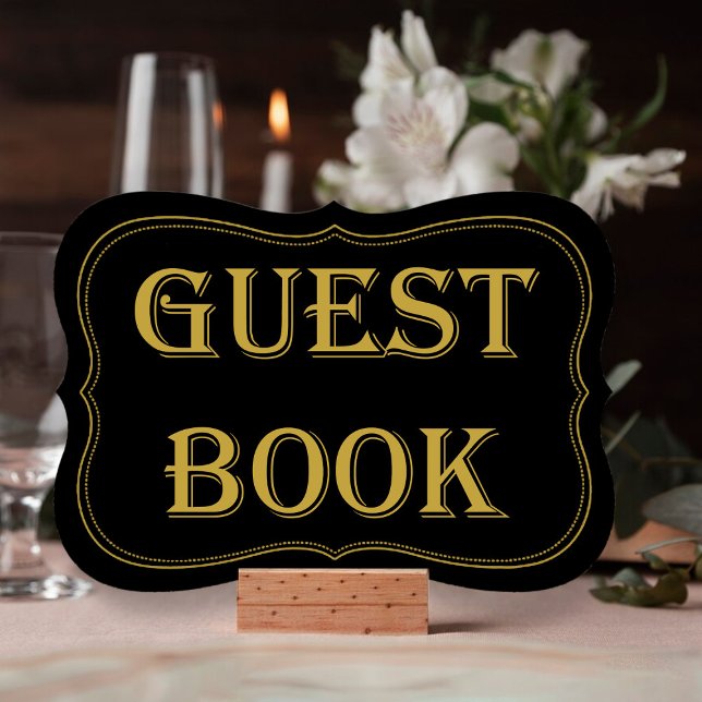 Invitación Rótulo de libros de invitados Gatsby Boda Black &  (Subido por el creador)