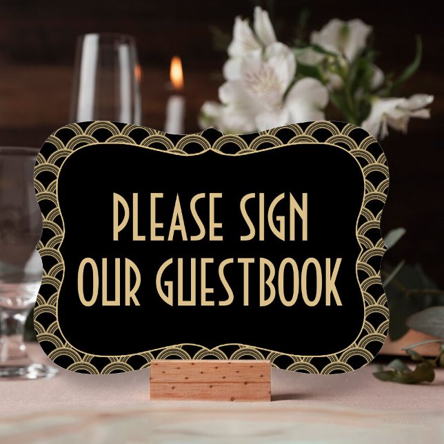 Invitación Rótulo de libros de oro de Gatsby, Boda negro y or (Subido por el creador)