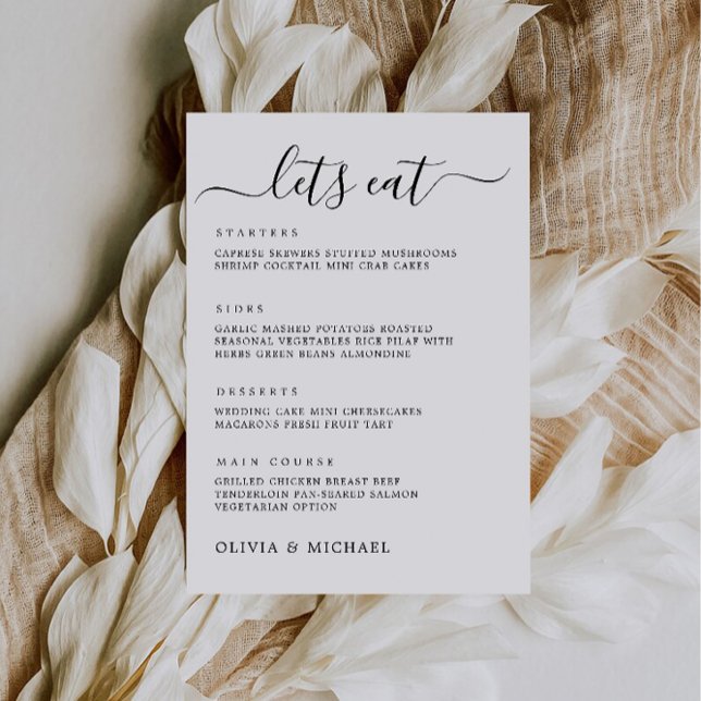 Invitación Rótulo de menú boda, menú Boda imprimible (Wedding Menu Sign, Printable Wedding Menu Invitation)