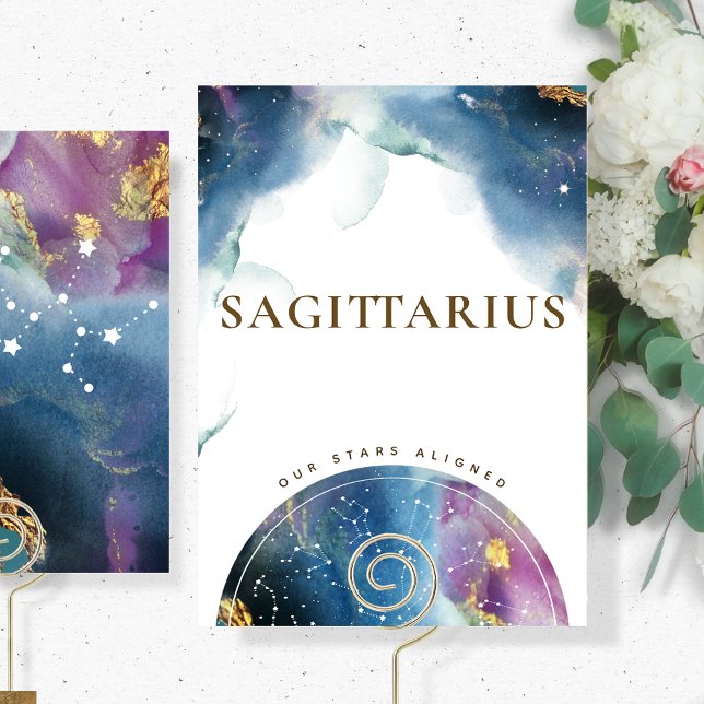 Invitación Rótulo de mesa Sagittarius Tema de acuarela celest (Subido por el creador)