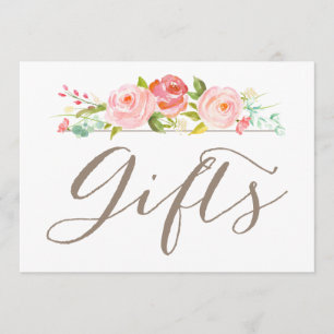 Invitación Rótulo de Regalos de Boda de Jardín Rosa