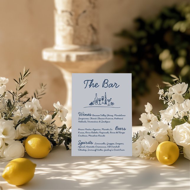 Invitación Rótulo de tableta Boda de barra dibujada a mano de (Retro Sketch Hand-Drawn Bar Wedding Tabletop Sign )