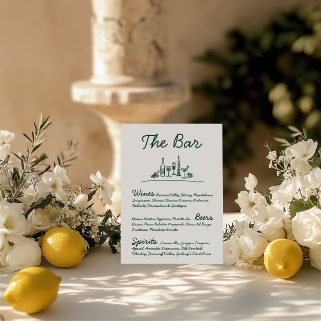 Invitación Rótulo de tableta Boda de barra dibujada a mano de (Retro Sketch Hand-Drawn Bar Wedding Tabletop Sign )