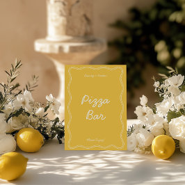 Invitación Rótulo de tabletop de pizzería retro amarilla de e