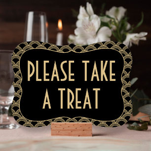 Invitación Rótulo de trato de Boda Gatsby de Black & Gold de