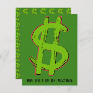 Invitación Rótulo del dólar verde