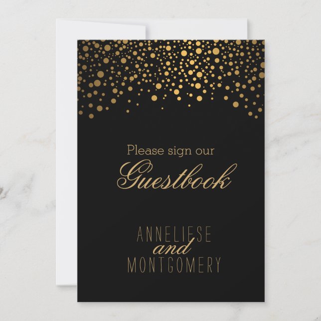 Invitación Rótulo del libro de huéspedes - Confetti de oro el (Anverso)
