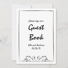 Invitación Rótulo del libro de invitados de Boda de cisne de