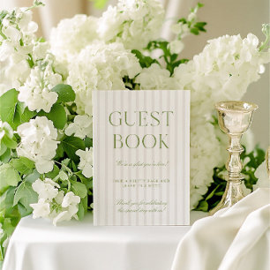 Invitación Rótulo del libro de invitados Sage Green & Beige B