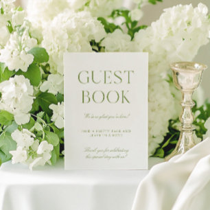 Invitación Rótulo del libro de invitados Sage Green & White B