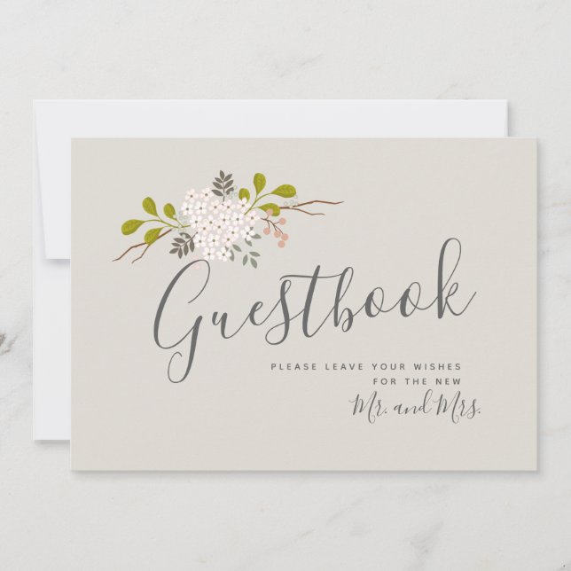 Invitación Rótulo del libro de visitas del Boda botánico Hydr (Anverso)